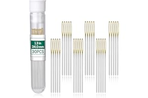 Fteven 30PCS Cross Stitch Needles, Size 26 Stainless Steel Embroidery Needles, Large Eye Hand Sewing Needles Blunt Golden Color with Box for Hand Sewing, Cross Stitching