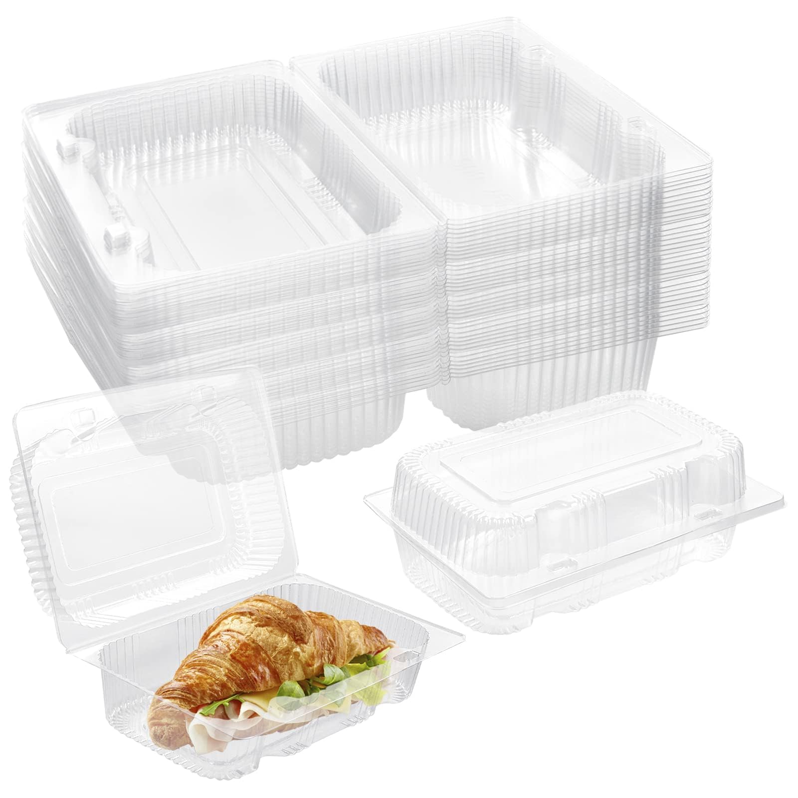 Photo 1 of TOFLEN Disposable Sturdy Plastic Hinged Food Containers with Clear Lids (40 Pack) Clamshell Take Out Loaf Containers 7.2x4.7x3 Inches To Go Dessert Box Cake Slice Salad Pastry Sandwich Container