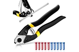 Cable Cutter Wire Rope Heavy Duty Stainless Steel Aircraft Up to 5/32", 7.5inch Black Bicycle Brake Cutter Pliers with 10 Bik