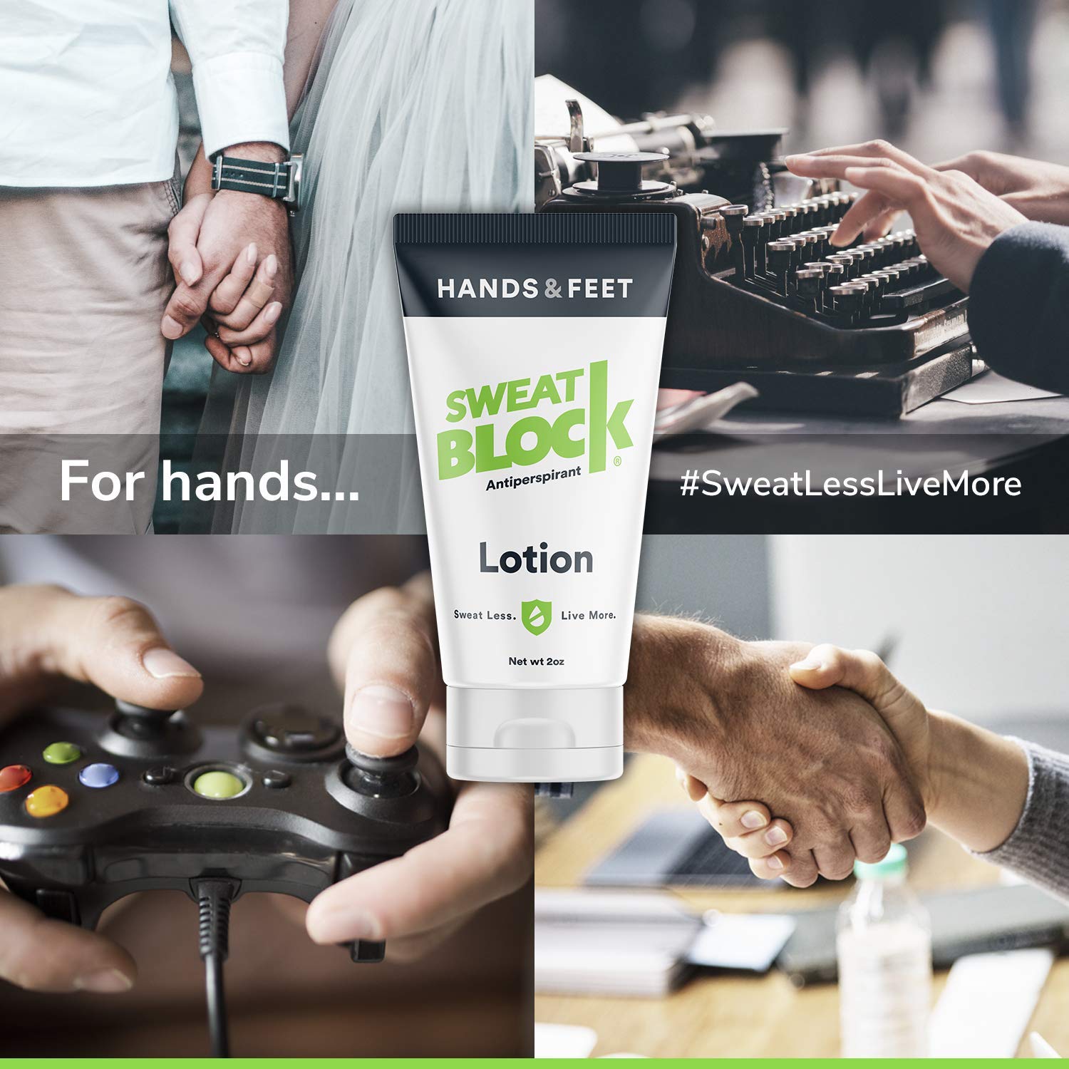 SweatBlock Antiperspirant Lotion for Hands & Feet, Proven to Reduce Excessive Sweating, Reduce Hand & Foot Sweat & Smelly Feet, Safe Effective, FDA Compliant Anti Sweat Lotion for Women & Men, 50mL : Beauty