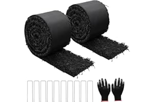 ZATOZKAR 2 Pack 10 Ft Long Rubber Mulch for Landscaping Garden Mulch Black Roll Rubber Mulch Mat Natural-Looking Edging Border Cuttable Reduced Weed Growth Organic Soil Fertilizer Bed Liner for Garden 2025