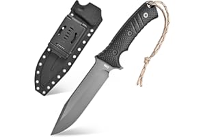 Gtkii GTK2 Fixed Blade Knife AUS-10 Steel Blade Nylon Fiberglass Handle Full Tang EDC Tool Knifes for Outdoor Camping Survival Adventure Bushcraft (black)