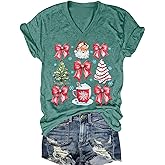 Vintage Flowers V Neck Shirt for Women Boho Floral Wildflowers Graphic Tee Casual Summer Vacation Beach Short Sleeve T Shirt