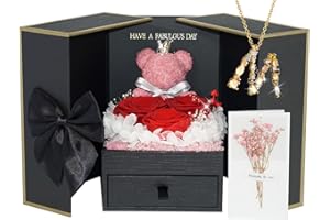 ADDWel Preserved Rose Gifts for Her - Eternal Rose Gifts for Women Mom Girlfriend Wife Sister on Birthday Anniversary, Unique Forever Preserved Rose Box with Personalized Initial Letter Necklace M