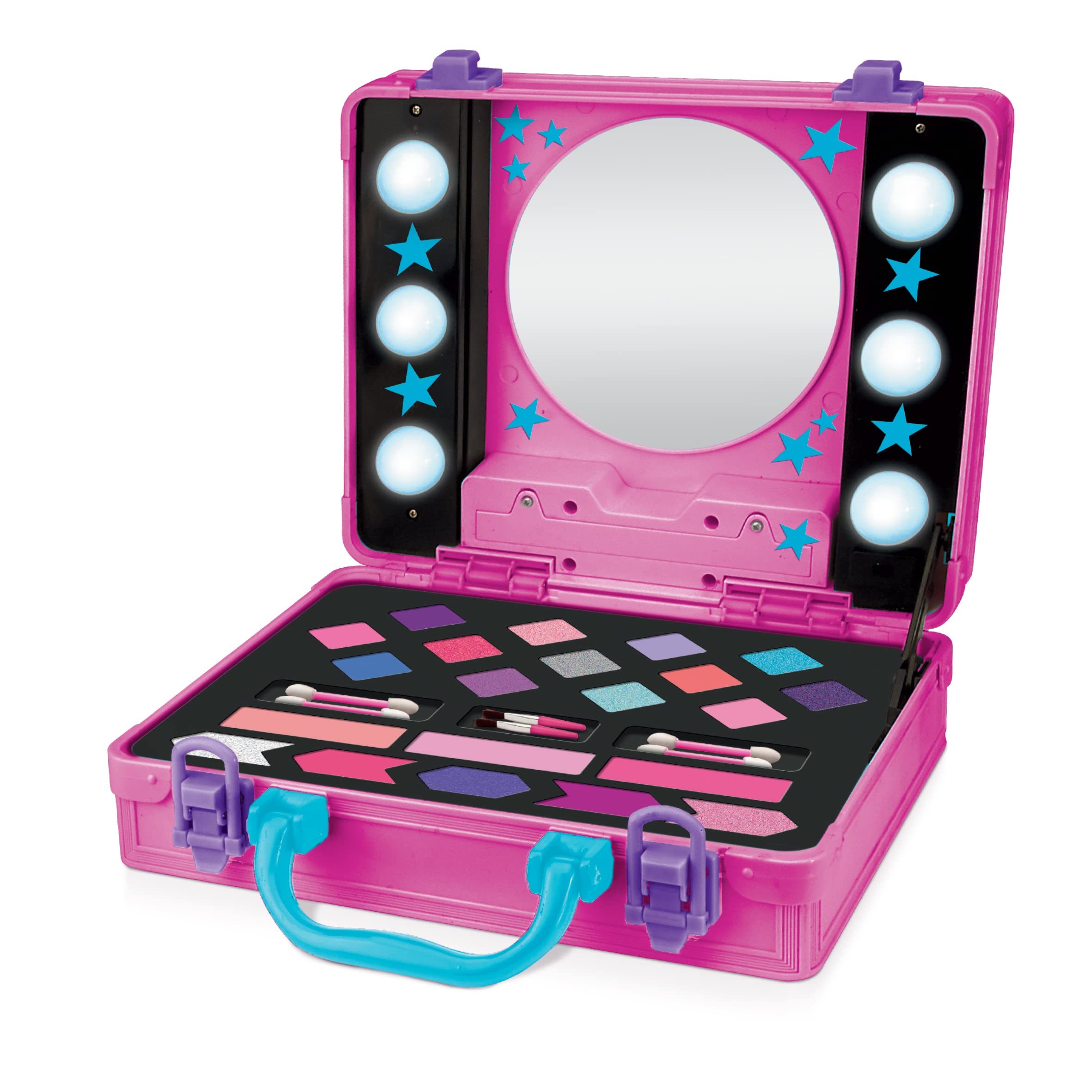 Cra-Z-Art 17362 Shimmer N Sparkle Light up Beauty Pink Case for Children with Hollywood Style Lights Real Washable Makeup for Kids, Black