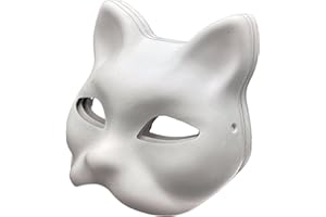 Yarizm Cat Masks Therian Masks made of White Paper for DIY Painting