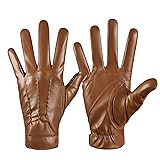 QUKOPSE Winter Leather Gloves for Men,Touchscreen