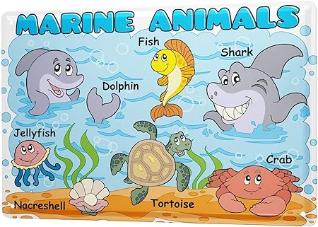 Leotie Fashion Lifestyle Targa In Metallo Animali Marini In Inglese Delfino Satira Squalo Granchio Polpo Cartone Animato Tartaruga Comic x30 Cm Amazon It Casa E Cucina