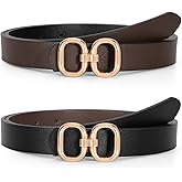 TRIWORKS Reversible Leather Belt for Women with Gold Buckle Ladies Leather Belt for Jeans Pants