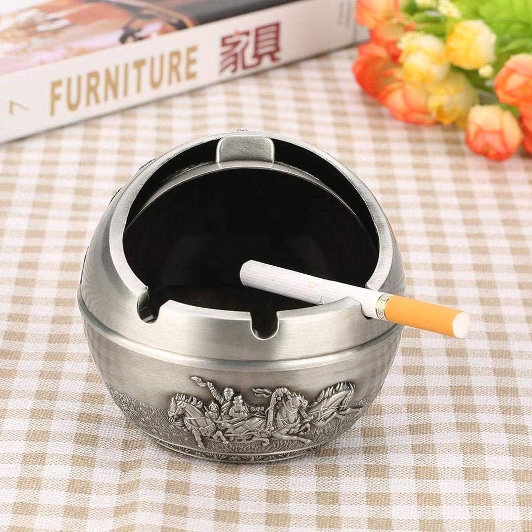 SALAKA Cendrier Rond r/&eacute;tro estampage mod/&egrave;le cendrier cendrier Voiture Balle en Alliage de Zinc avec Couvercle cendrier