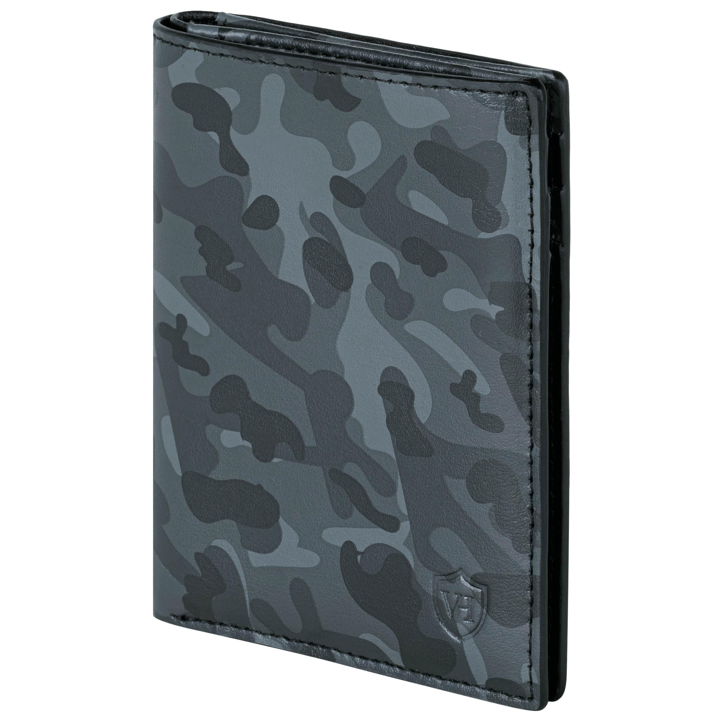 VON HEESEN® Leder Geldbörse Herren mit Münzfach & RFID Schutz I Echtleder Geldbeutel für Männer & Damen I Portemonnaie Brieftasche Wallet Portmonee (Camouflage Grau)