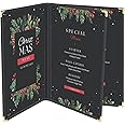 Flexzion Menu Covers 8.5 x 11 Inch - Book Style Menu Holders for Restaurant, Hotel, Cafe, Bar & Pubs - Transparent Clear Menu Covers with 3 Page 6 View, (30 Packs) Menu Folders with Gold Metal Corner