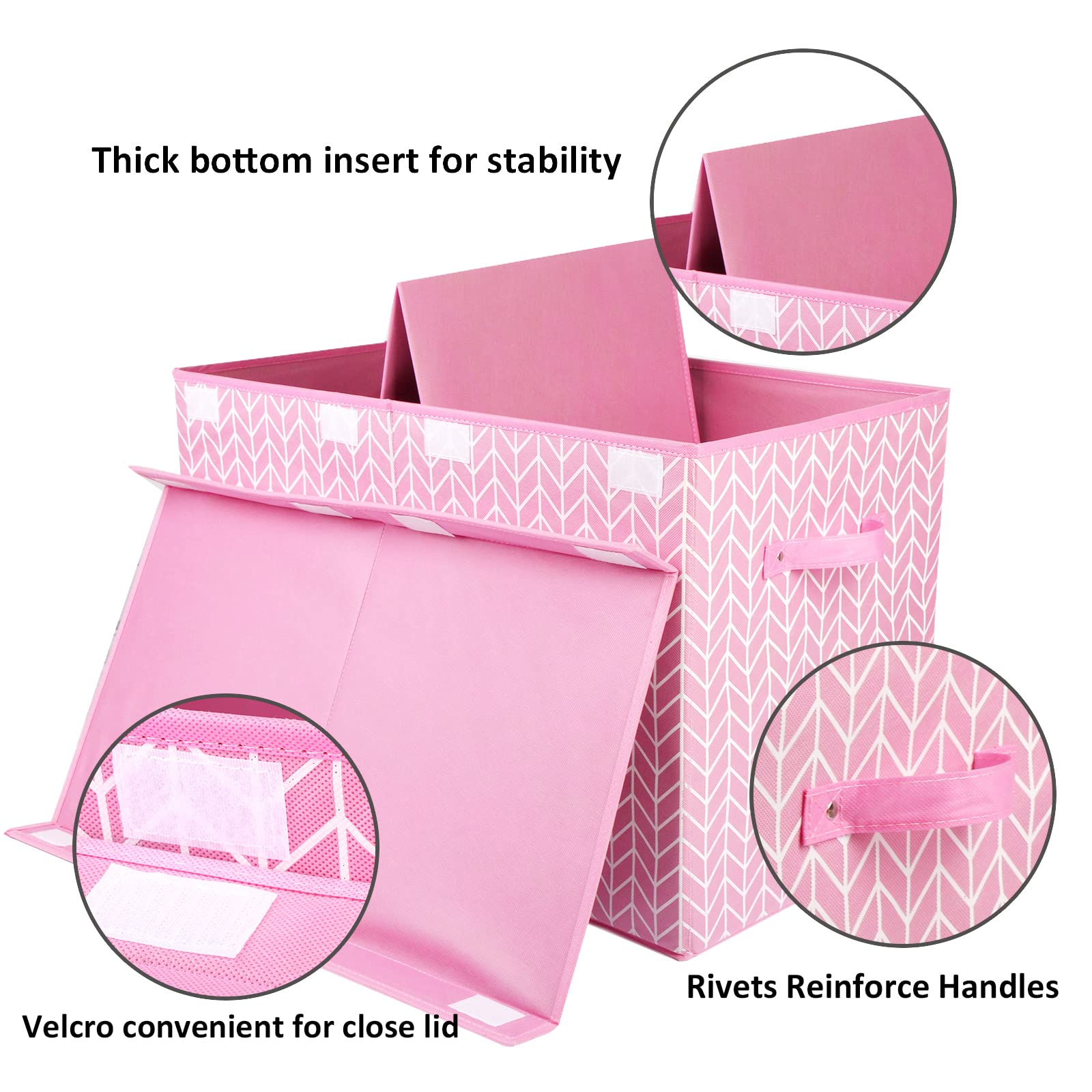Large Toy Storage Box Chest for Girls Kids, Sturdy Toy Box Bin Organizer Baskets with Lid for Living Room, Nursery, Closet, Bedroom, Playroom 25