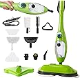 H2O MOP® X5 Dual Buff Steam Mop, 8 in 1 Handheld Steam Cleaner For Kitchen Tile Floors, Hardwood Floors, Grout Cleaner, Upholstery Cleaner and Carpets, 2 washable scrub pads, 11 cleaning accessories