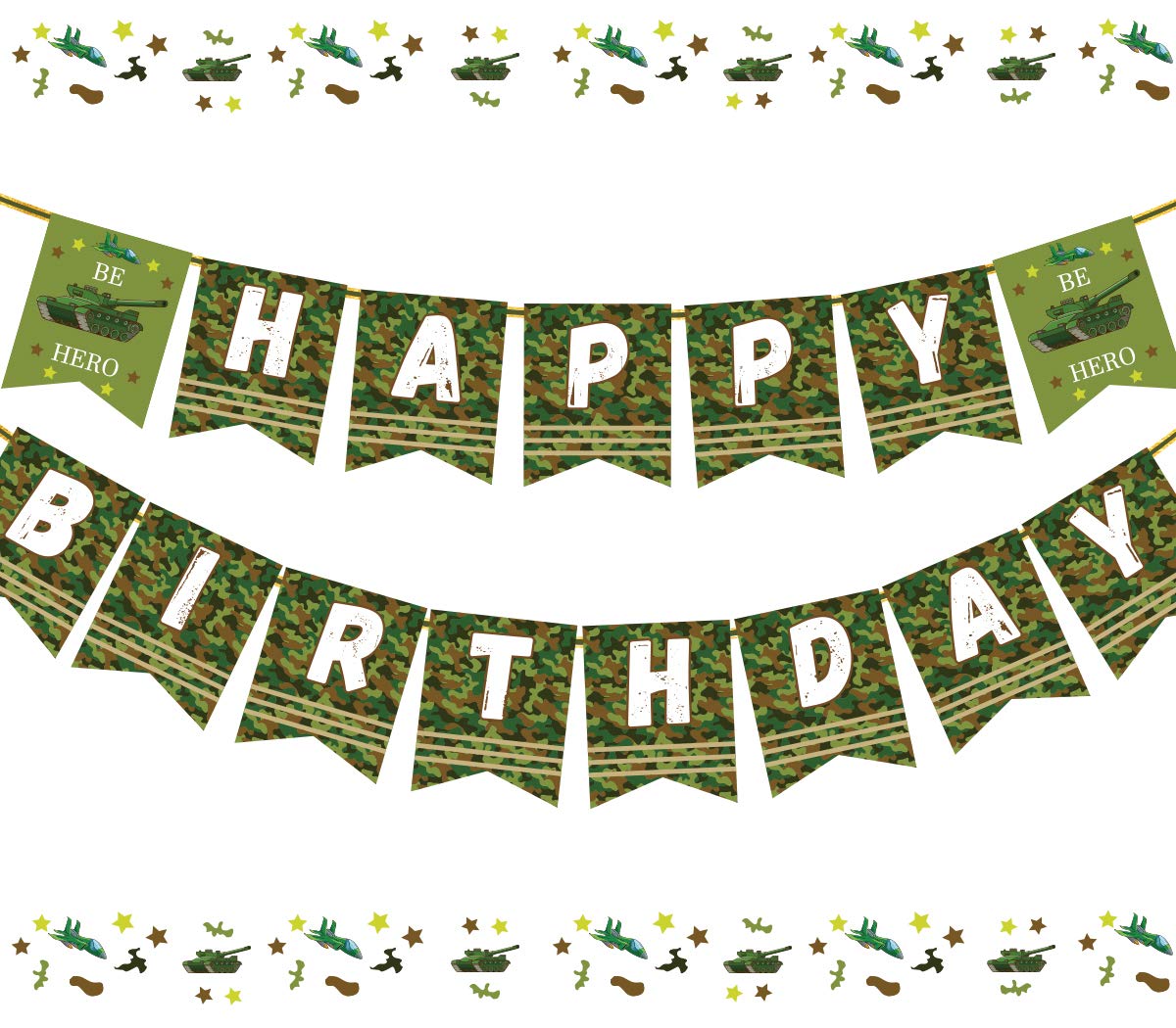 Kreatwow Camouflage Birthday Banner Party Decorations Came Hero Army Soldier Birthday Party Bunting Banner Military Birthday Party Supplies