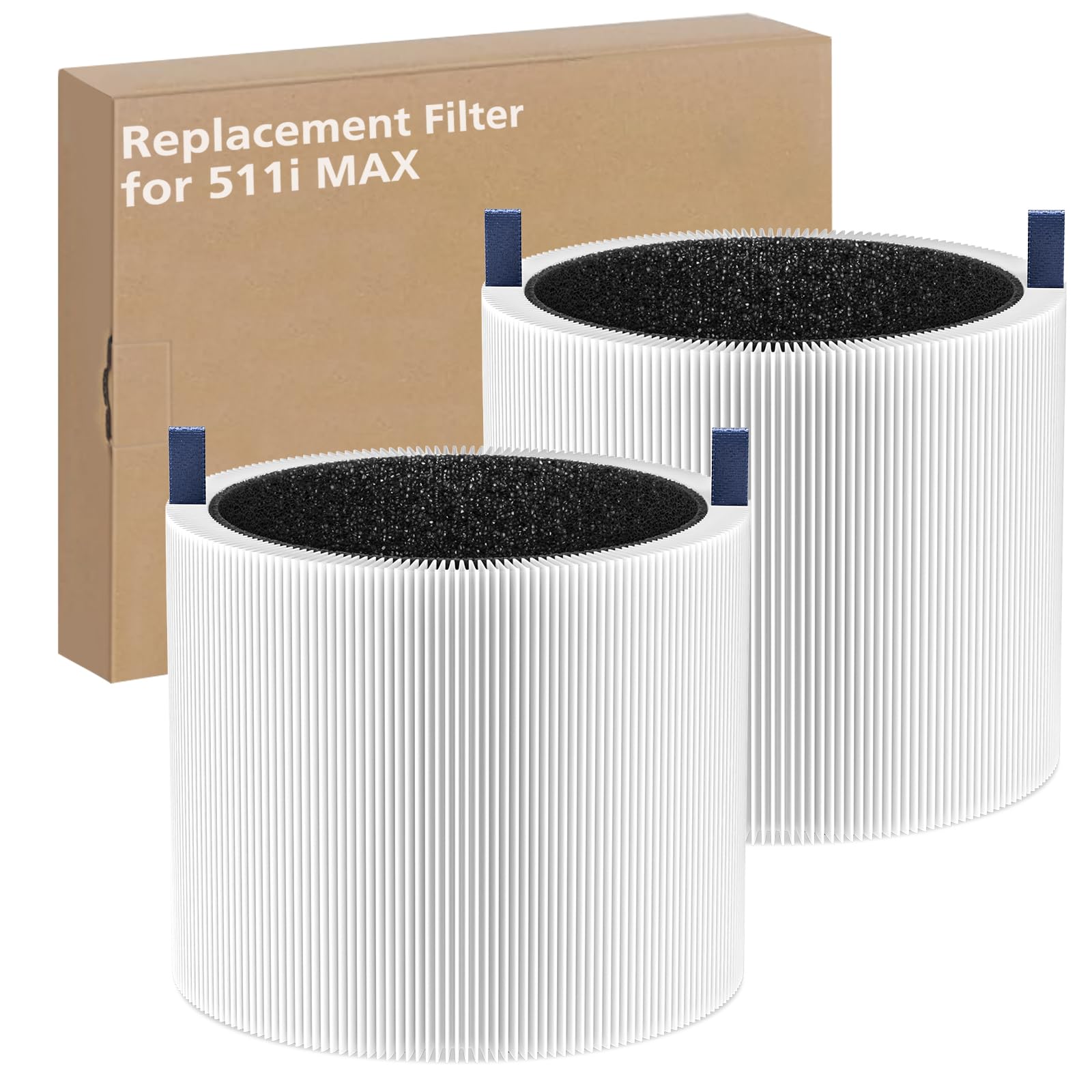Photo 1 of 2-pack 511i MAX Replacement Filter Compatible with BLUEAIR HEPASilent Air Cleaner, Blue Pure F5MAX, Model Blue Pure 511i Max