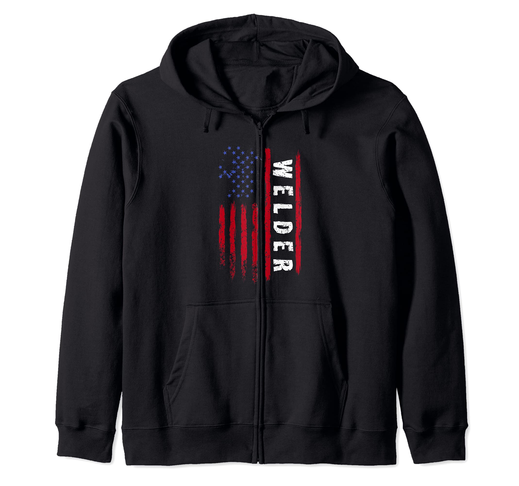 Welder American Flag - Welding US American Banner Worker Zip Hoodie