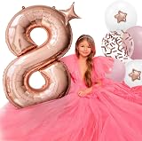 Balloon Dance Rose Gold 8 Balloons Set 40Inch Number Balloons Confetti Kit view 3