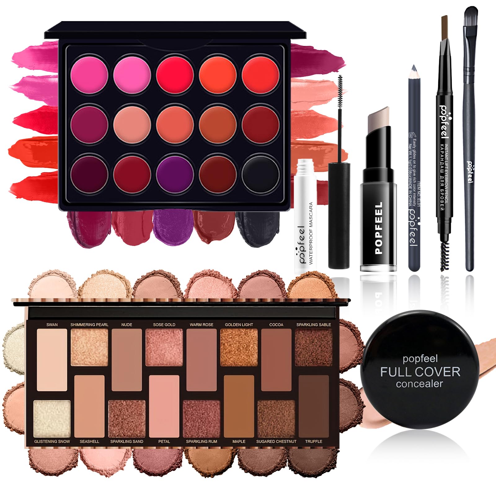 MKNZOME All in One Makeup Kit for Women Full Kit, Make-up Sets Makeup Bundle Includes Eyeshadow Palette, Lip Gloss, Concealer, Mascara, Eyeliner, Portable Travel Makeup Kit Makeup Gift Set for Women