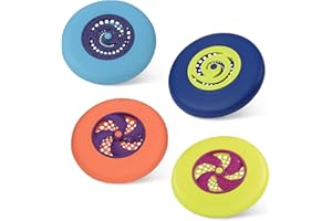 B. toys – Flying Disc Set – 4 Colorful Flying Discs – Outdoor Sports & Games for Kids – Discs Set for Backyard, Park, Beach –