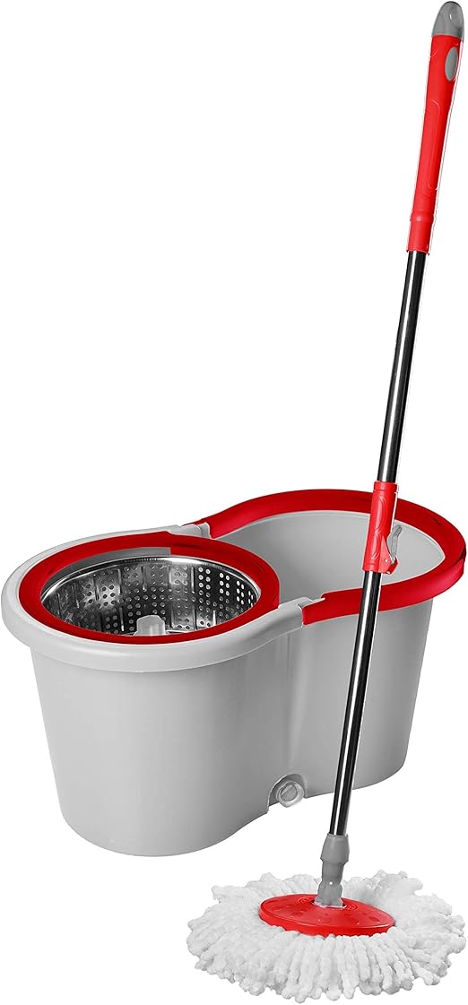 Mop Giratório Inox WAP 360° Balde Centrífuga Esfregão para Limpeza