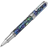 Xezo Maestro Rollerball Pen, Fine Point. Natural Abalone Sea Shell with Pure Platinum Plating. Handcrafted, Limited Edition, Serialized