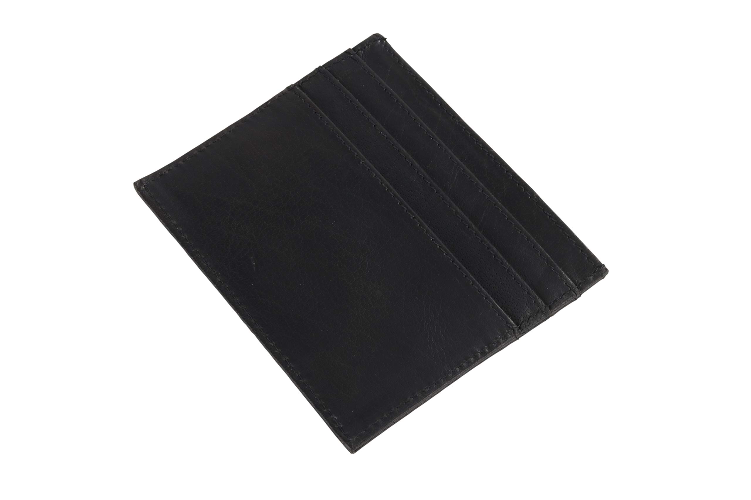 DUA RFID Mens Genuine Leather Minmalism Slim Credit Card Holder Wallet (Black)