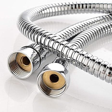 BoRui 2 M Chrom Brauseschlauch Flexibler Edelstahl Doppelverriegelter Anti-Kink Duschschlauch mit massivem Messing