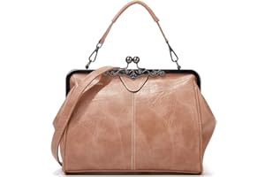 YOUNXSL Women Retro Hollow Oil Wax PU Leather Handbag Multiple Collocations Handbags Kiss Lock Messenger Bag