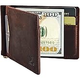 YBONNE Mens Slim Wallet with Money Clip Front Pocket RFID Blocking Thin Bifold Leather Card Holder Minimalist Mini Billfold