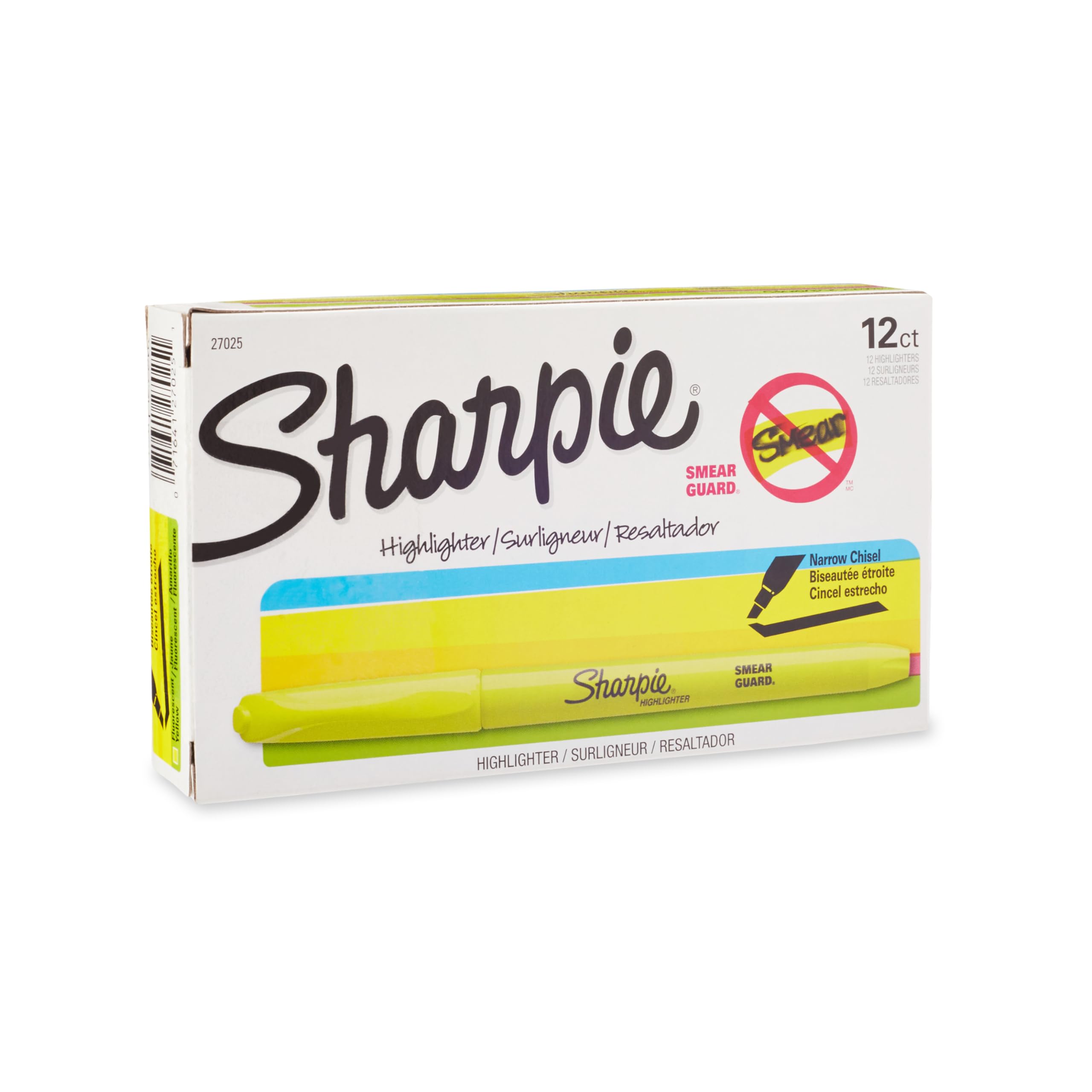 Photo 1 of Sharpie Pocket Style Highlighters, Chisel Tip, Fluorescent Yellow, Box of 12
