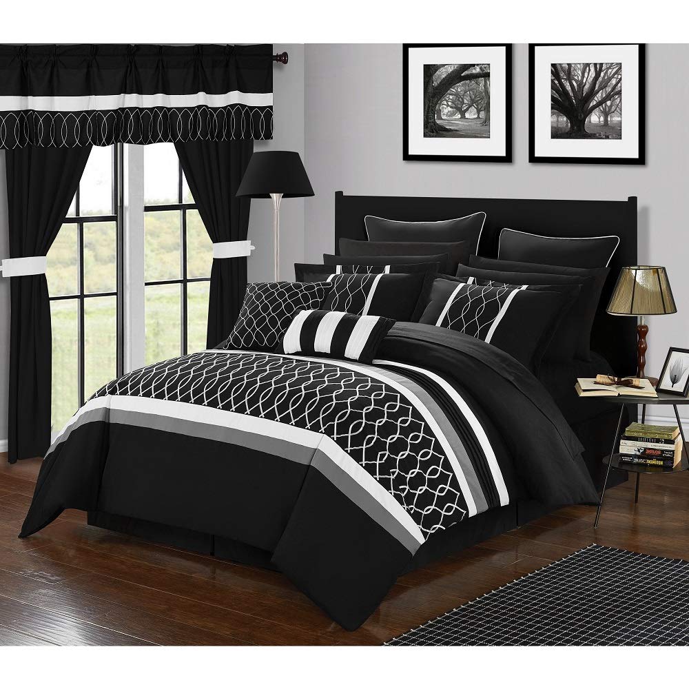 Amazon Com 24 Pc Charcoal Black Comforter Set King