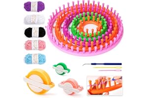 LOVEINUSA 16PCS Knitting Loom and Pompom Maker Set, Pompom Maker Set Pom Makers Pompom Maker with Yarn Skeins for Beginners Christmas Hat Scarf Shawl Sweater Socks