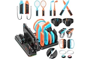All-In-1 Switch 2 Sports Accessories Bundle with Organizer Station & Joycon 2 Charger, Storage for Switch Sports Games, Famil