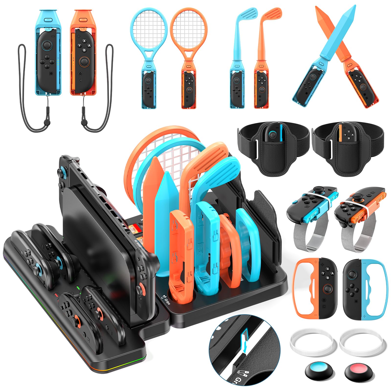 Photo 1 of Tokluck All-in-1 Switch 2 Sports Accessories Bundle with Organizer Station & Joycon 2 Charger, Storage for Switch Sports Games, Family Sport Accessories Kit Compatible with Nintendo Switch 2