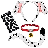 Dalmatian Ears Headband Dog Costume Accessories Dog Tail Choker Felt Sticker Adult Halloween Party Dress Up