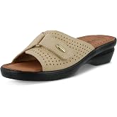 Flexus Women's Kea Slide Sandal &ndash; Italian Suede Leather with Adjustable Hook and Loop Strap, Anatomic Insole - Anti-Slip Sole, Comfortable Summer Walking Sandals