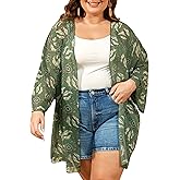 Argstar Women's Kimono Cardigans Casual Summer Tops Cover up Open Front Floral Print Resort Wear/Beachwear