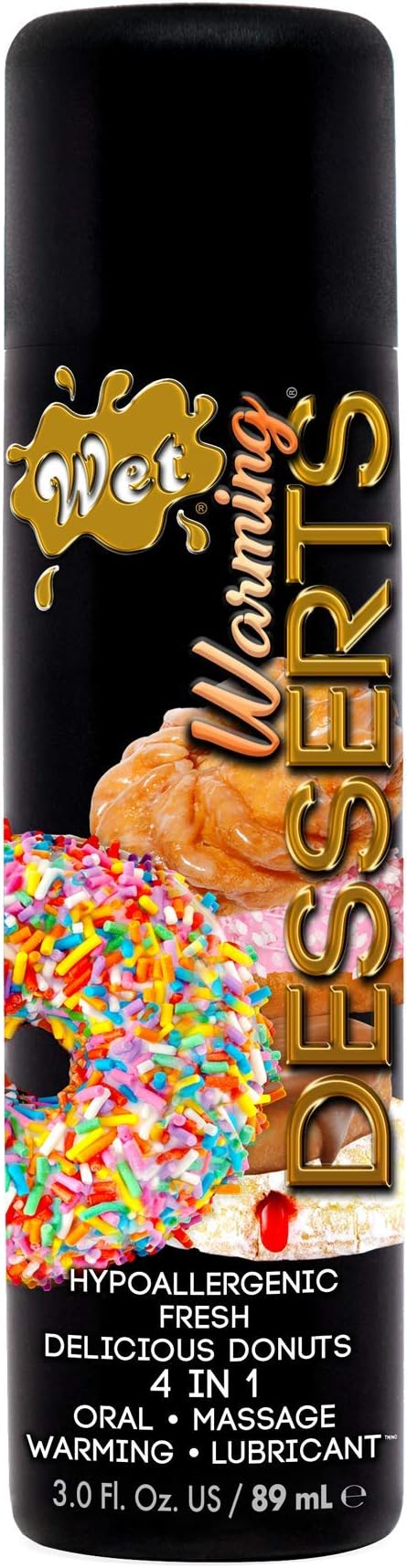 Wet Warming Desserts Delicious Donuts Flavored Lube, Warming Lubricant, 3 Ounce Bottle for Irresistible Warming Sensations
