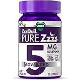 ZzzQuil Pure Zzzs Melatonin Gummies, Melatonin 5mg, Sleep Aid, with Chamomile & Lavender, Melatonin Sleep Gummies, Sleep Aids for Adults, Berry Flavored, 60 Sleep Gummies