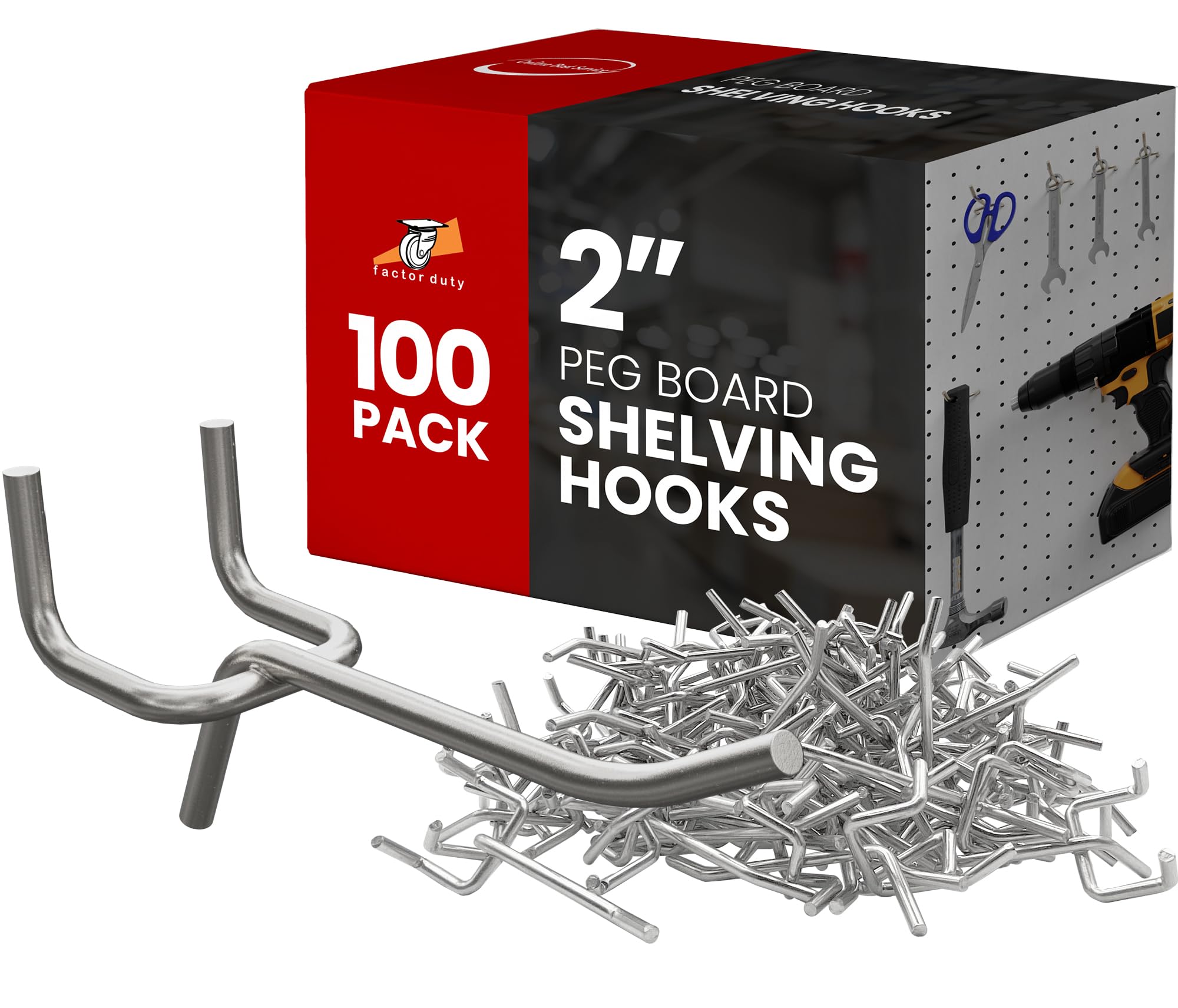 Online Best Service 100 Pack PEG Board Pegboard Shelving Hooks 2" Length, Fit 1/4" or 1/8" Pegboard for Tools, Crafts Peg Boards and More, Wholesale Lot PEG Hooks