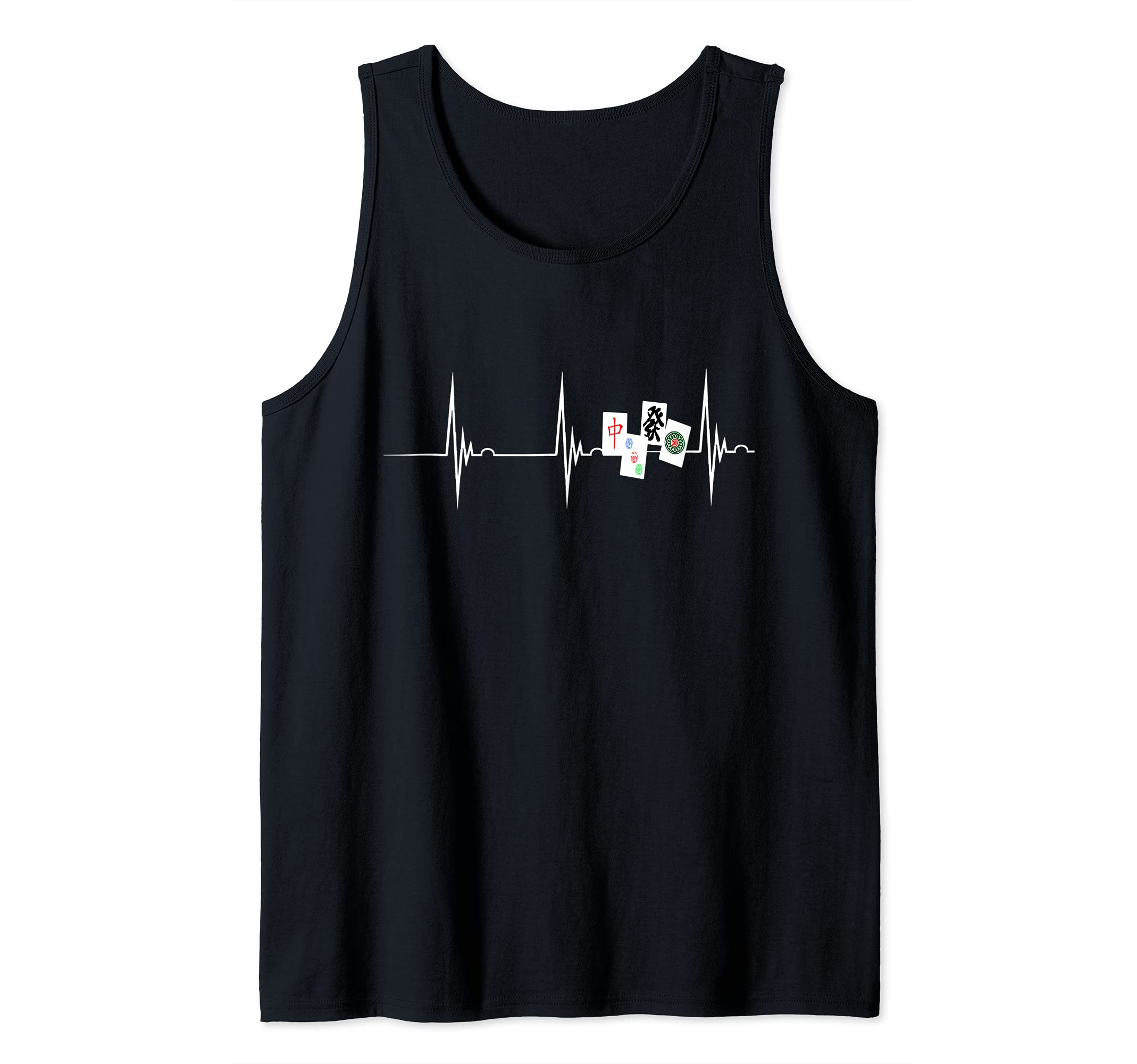 Mahjong Player Heartbeat EKG Pulse Chinese Game Tank Top