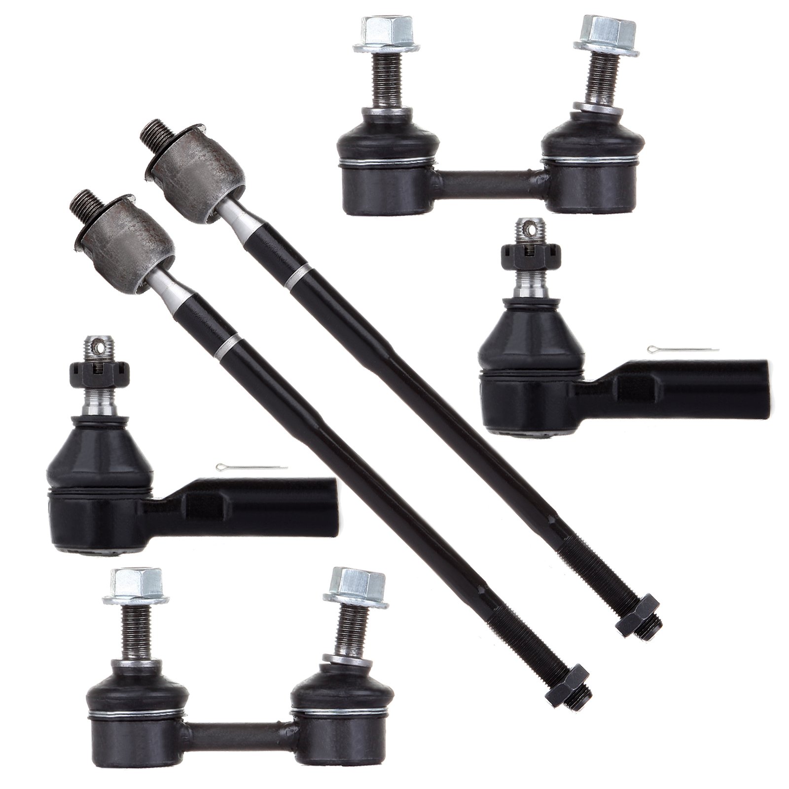 Photo 1 of SCITOO 6pcs Suspension Kit 2 Front Stabilizer/Sway Bar Link 2 Outer Tie Rod End 2 Inner Tie Rod End fit 1998-2002 for Chevrolet Prizm 1993-2002 for Toyota Corolla 1996-2000 for Toyota for Rav4