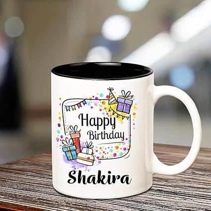 Buy Huppme Happy Birthday Shakira Inner Black Ceramic Coffee Mug 350 Ml 1 Piece Multi Color Online At Low Prices In India Amazon In