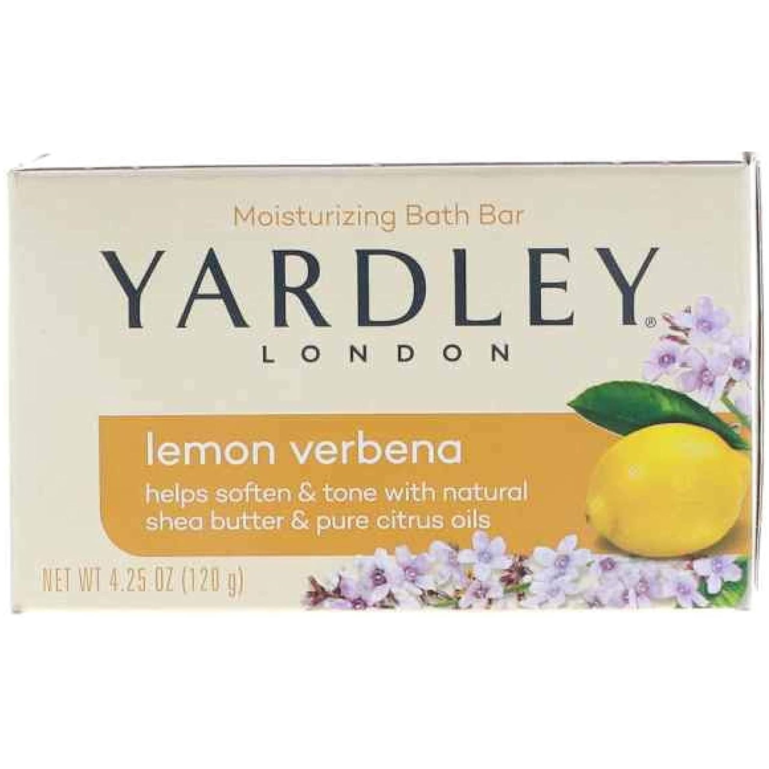 Yardley London Lemon Verbena with Shea Butter & Pure Citrus Oil Moisturizing Bar 4.25 ozr (Pack of 4)