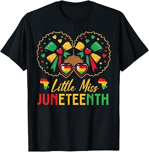 Little Miss Juneteenth Black African June 19th Kids Girls T-Shirt