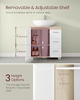 VASAGLE Under Sink Cabinet 30 x 60 x 64 cm Cloud White Beige 3 Drawers view 3