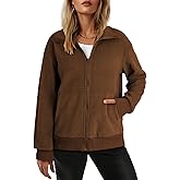 Dokotoo Women's Lightweight Full Zip Soft Fleece Jacket 2025 Casual Sweatshirts Coat with Pockets