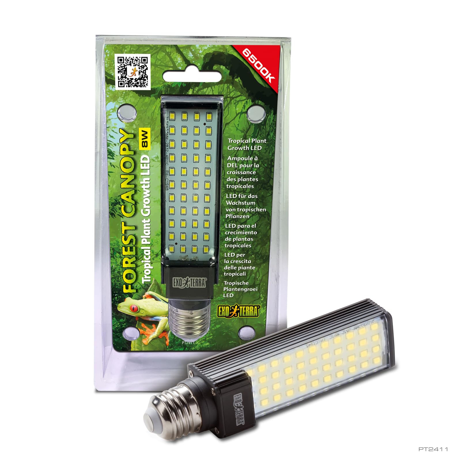 Exo Terra Forest Reptile Canopy LED 8W, Full‑Spectrum LED for Tropical Terrariums, High‑Output Plant Growth Light for Reptiles & Amphibians, Enhances Canopy Illumination