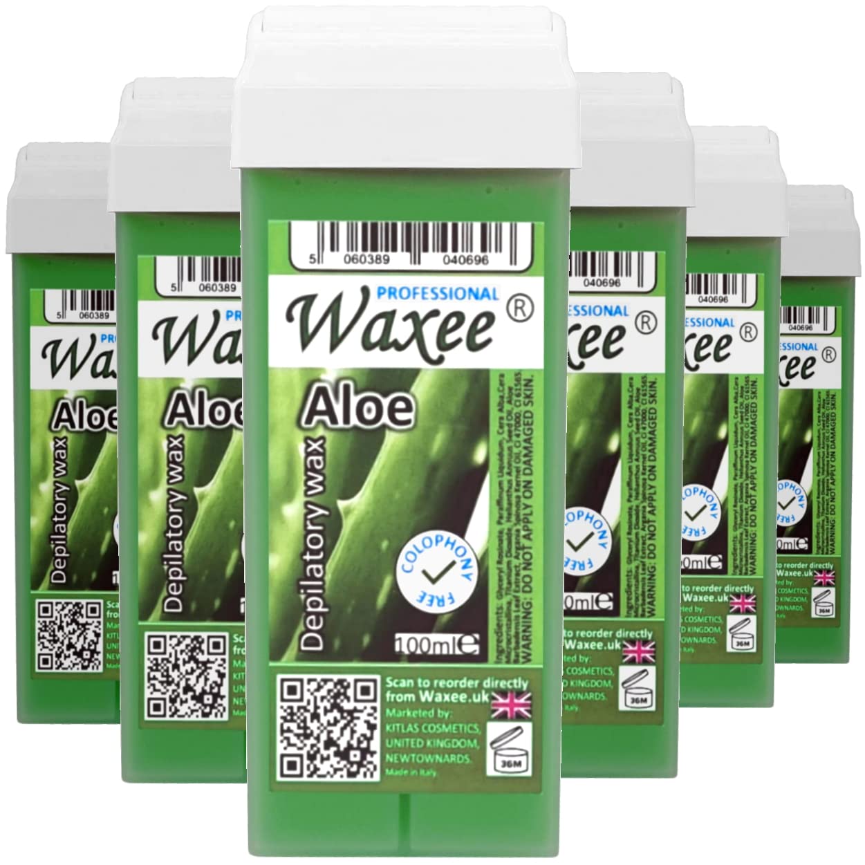 Roll on wax cartridge 100ml roller refill, pack of 6- Aloe